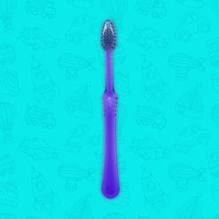 Perspectiva posterior de cepillo dental Floppy cristal con mango color purpurar