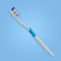 perspectiva lateral de cepillo dental color azul para adultos