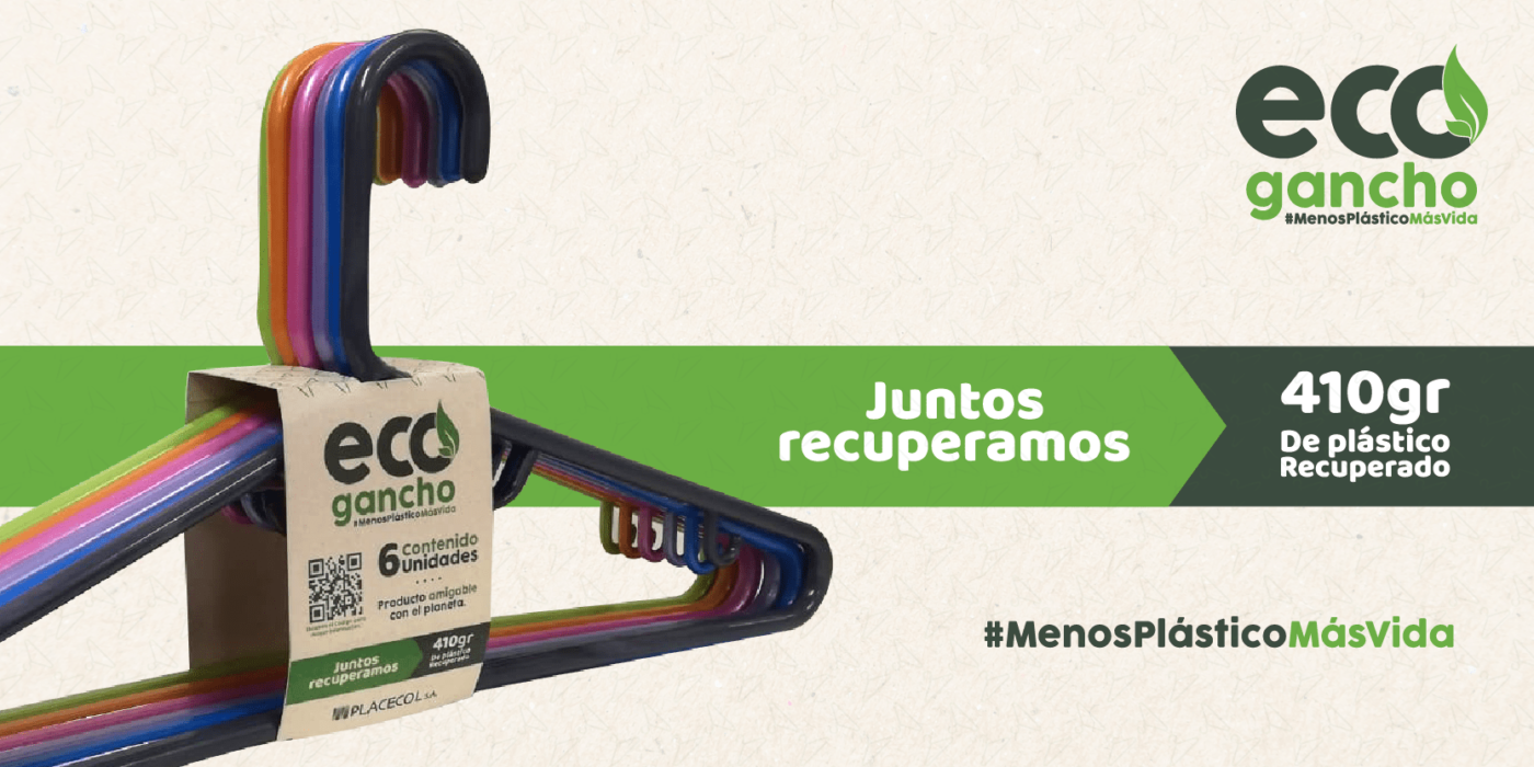 Eco Ganchos nuestro producto con plástico reutilizable
