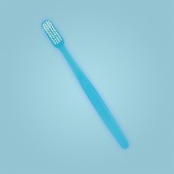 perspectiva frontal de cepillo dental de ortodoncia translúcido