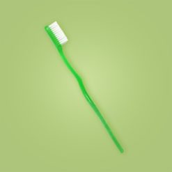 perspectiva lateral de cepillo dental de ortodoncia translúcido