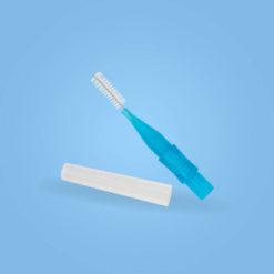 Perspectiva de color azul de cepillo interdental portable espiral cilíndrica