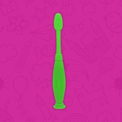 Detalle posterior de cepillo dental infantil color verde