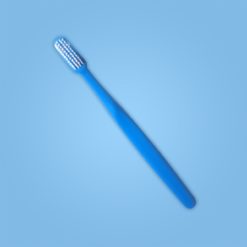 cepillo dental clásico de ortodoncia perspectiva lateral mango color azul
