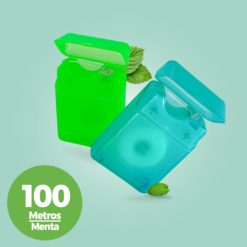 Estuche de seda dental Press 100 mts menta color verde y aqua
