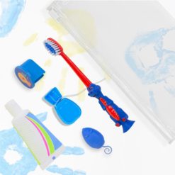 kit odontologico K247 para niños color azul con crema en contexto