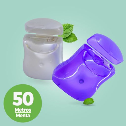 Estuche de seda dental Curve 50 mts color púrpura y gris