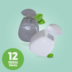 Estuche de seda dental fresh 12 mts sabor menta color blanco y gris