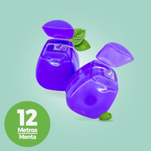 Estuche de seda dental fresh 12 mts sabor menta color púrpura