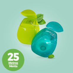 Estuche de seda dental fresh 25 mts sabor menta color verde y aqua