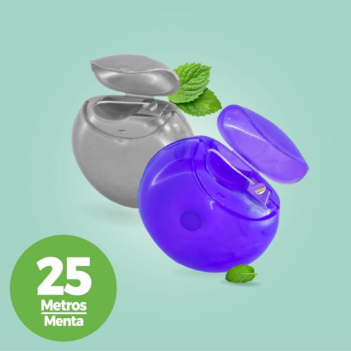 Seda dental en forma circular color púrpura 25 metros sabor menta