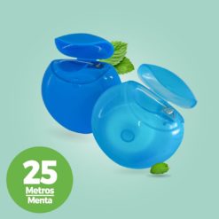 Seda dental en forma circular color azul 25 metros sabor menta